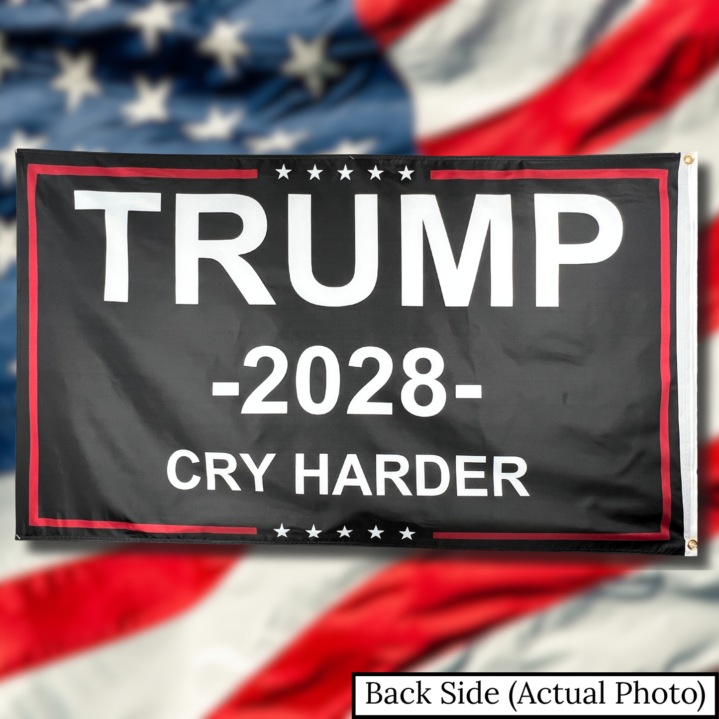 Cry Harder - Trump 2028 Campaign Flag - 3x5ft - Black